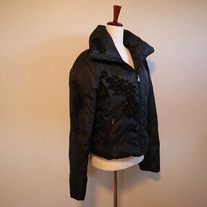 Vintage Guess Black Puffer Jacket with Velvet Floral Size Medium